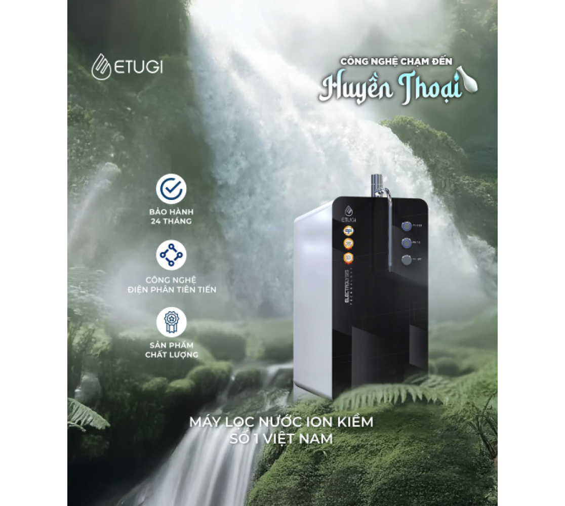 Máy Lọc Nước Ion Kiềm Để Bàn ETUGI ETG-01D-N Nút Nhấn Cơ Học